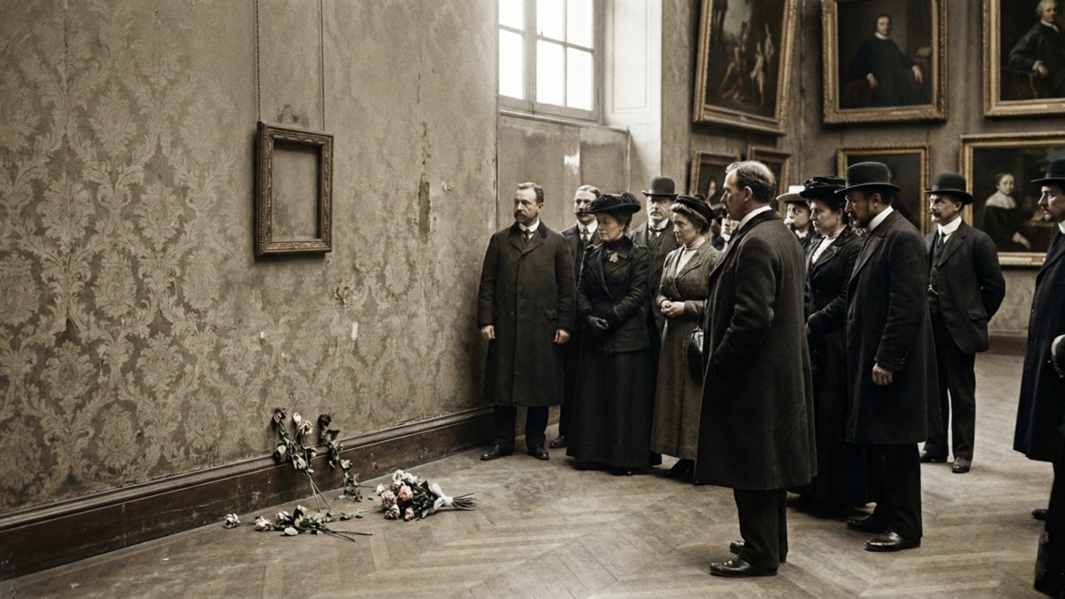 People mourning the stolen Mona Lisa