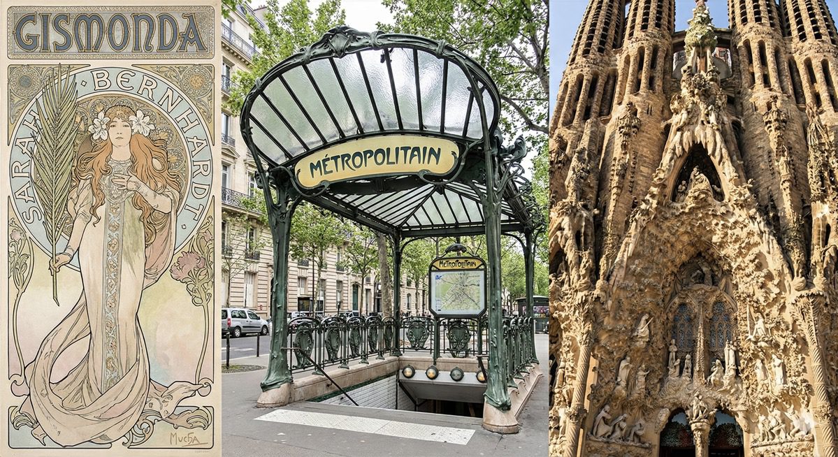 Les affiches d’Alphonse Mucha : les entrées de métro d’Hector Guimard : l’architecture d’Antoni Gaudí.